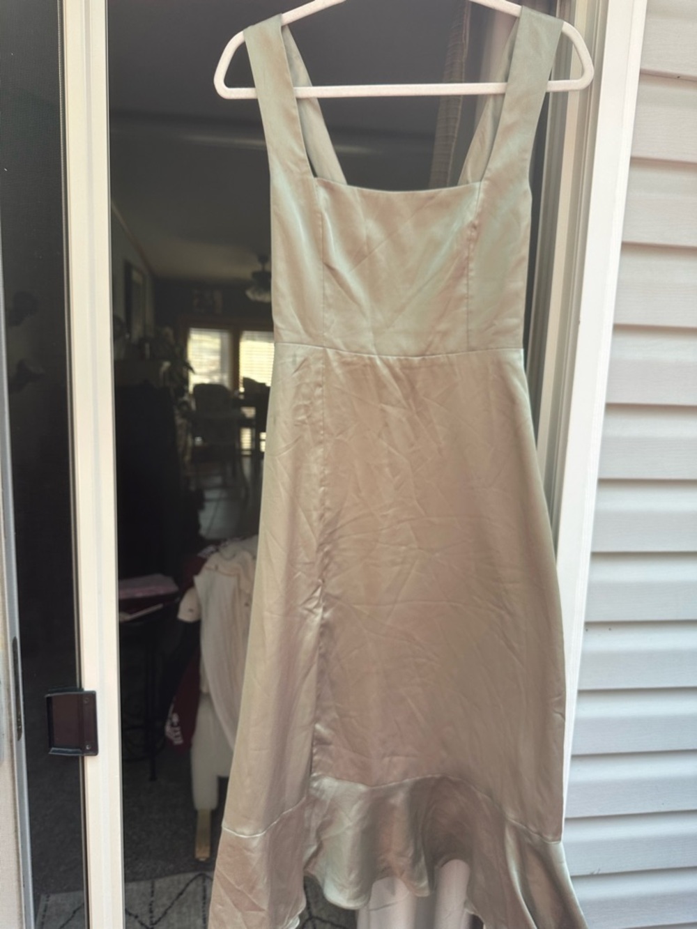 Show Me Your MuMu Satin Square-Neck Dress in Light Champagne